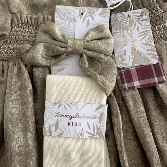 NWT Tommy Bahama Kids 3 Piece Dress, Tights and Bow Set Size 24 Months - Picture 3 of 8